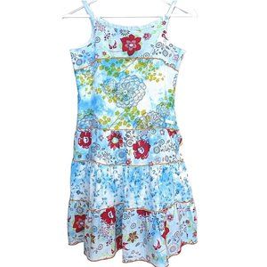 DKNY girls blue tired flower print dress size 14